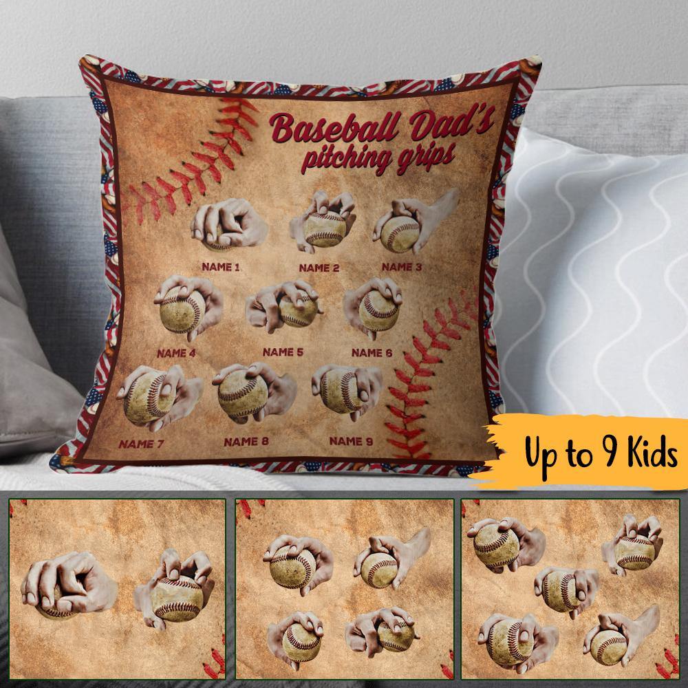 Baseball Custom Pillow Baseball Dad's Pitching Grips Personalized Gift - PERSONAL84