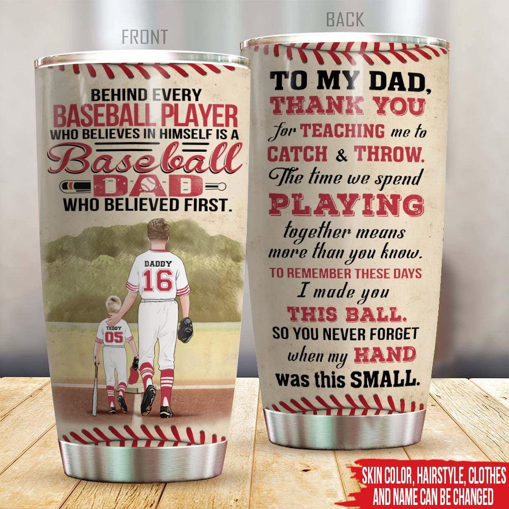 Baseball Custom Tumbler Thank You For Teaching Me Catch And Throw Personalized Gift - PERSONAL84