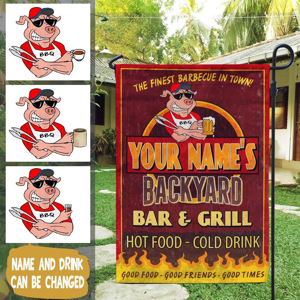 BBQ Custom Garden Flag Backyard Bar And Grill Good Food Good Friends Personalized Gift - PERSONAL84
