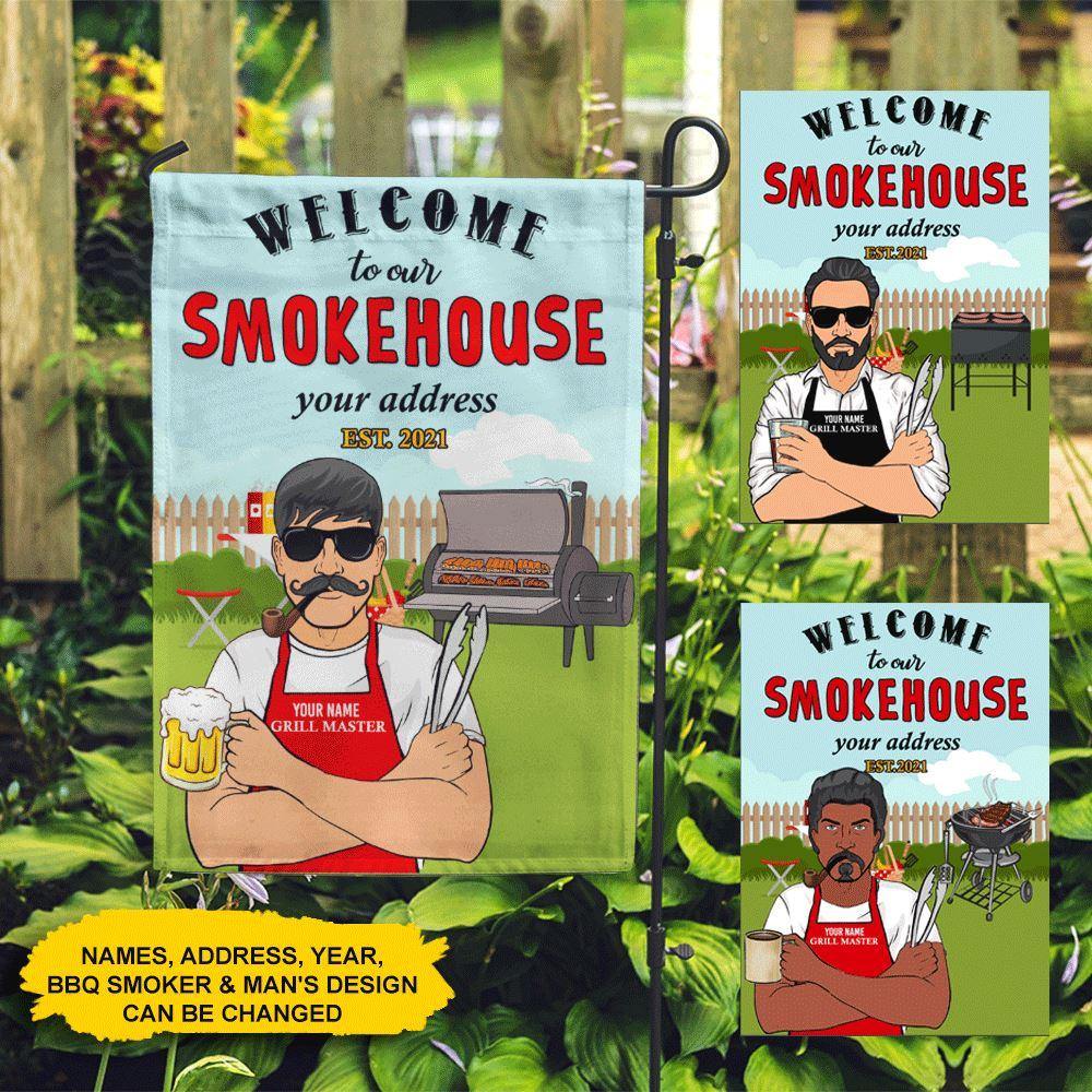 BBQ Custom Garden Flag Welcome To My Smokehouse Personalized Gift - PERSONAL84
