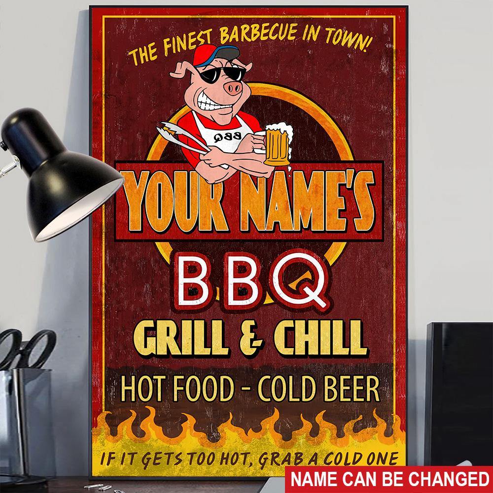 BBQ Custom Poster If It Gets Too Hot Get A Cold One Grilling Personalized Gift - PERSONAL84