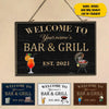 BBQ Custom Wood Sign Welcome To Our Bar &amp; Grill Personalized Gift - PERSONAL84