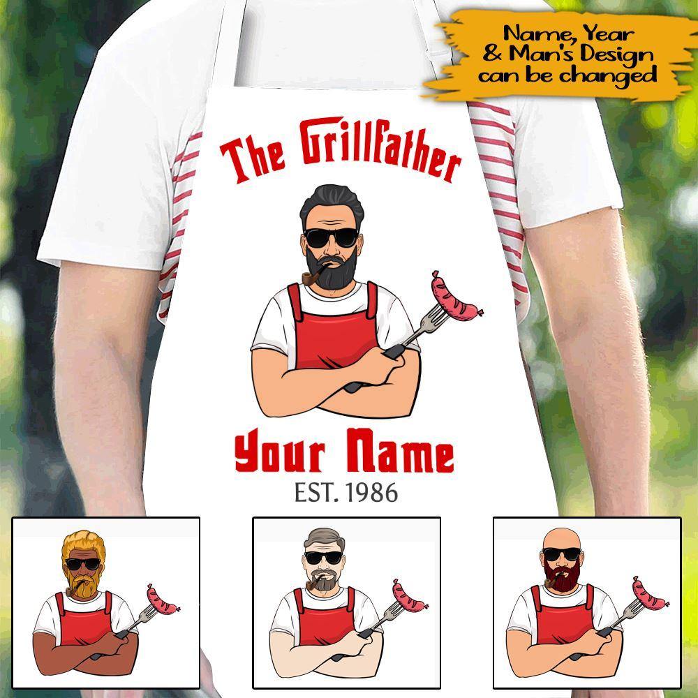 BBQ Father's Day Custom Apron The Grillfather Personalized Gift - PERSONAL84