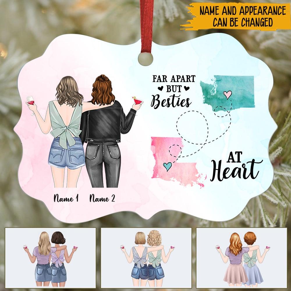 Bestie Christmas Custom Ornament Far Apart But Besties At Heart Personalized Best Friend Long Distance Gift - PERSONAL84