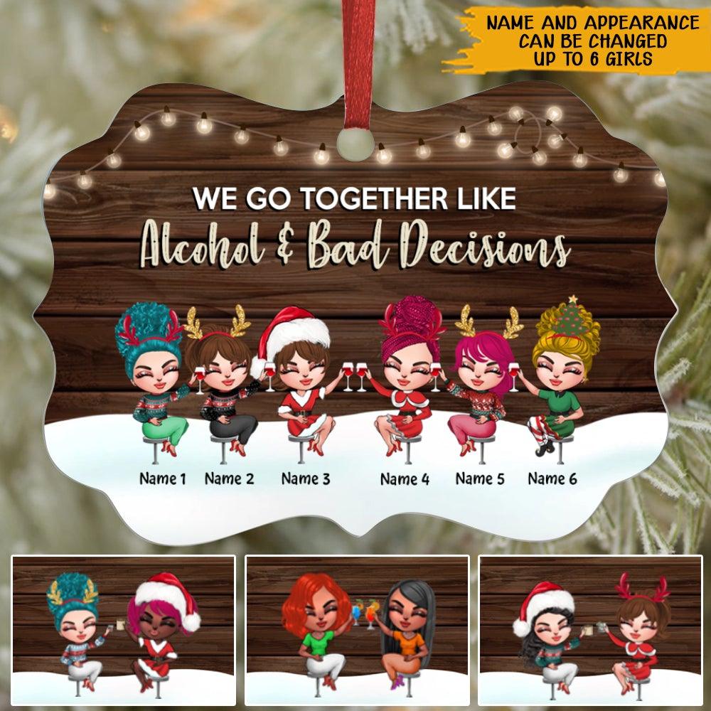 Bestie Christmas Custom Ornament Here's To Another Year Of Bonding Over Alcohol Personalized Best Friend Gift - PERSONAL84