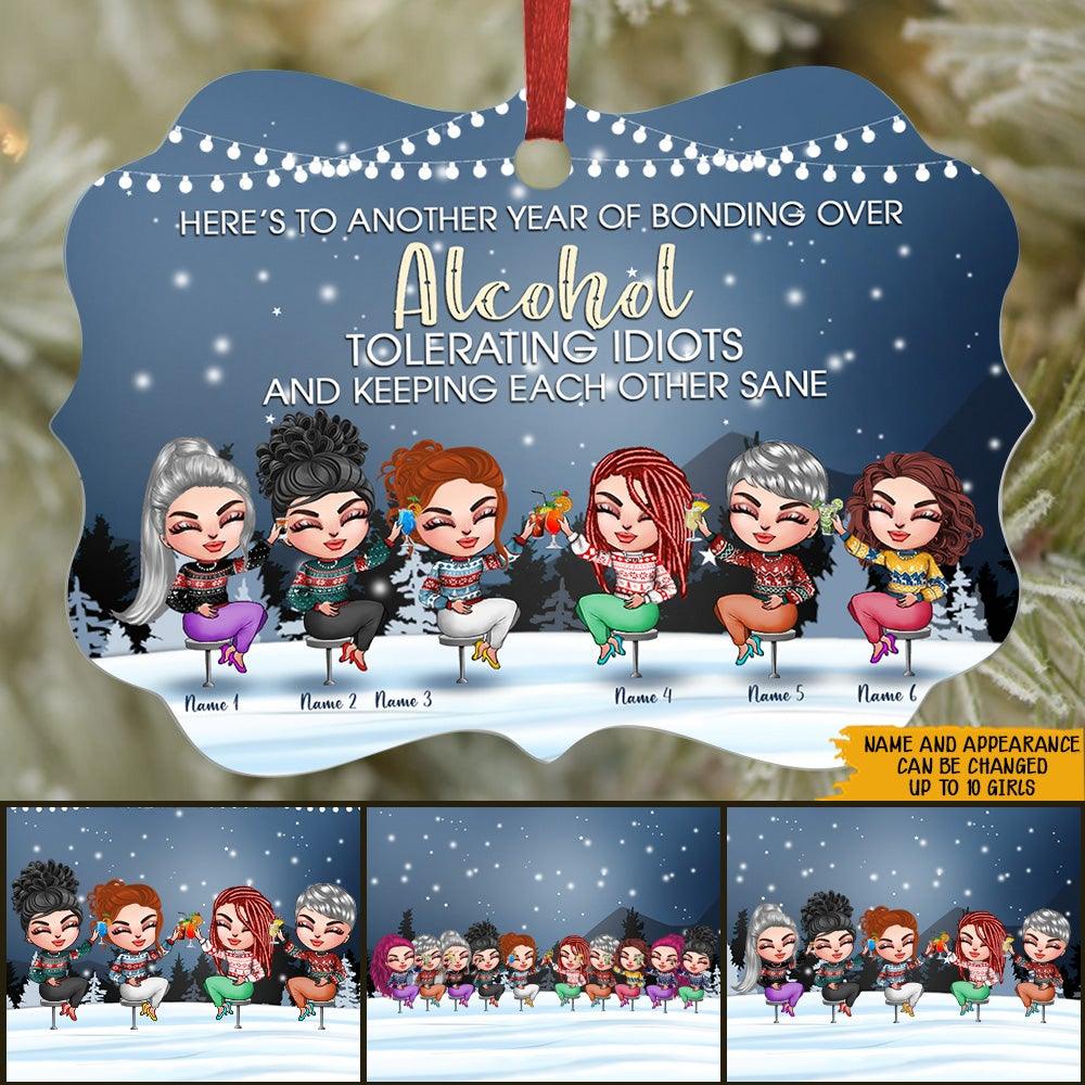 Bestie Christmas Custom Ornament Here's To Another Year Of Bonding Over Alcohol Personalized Best Friend Gift - PERSONAL84