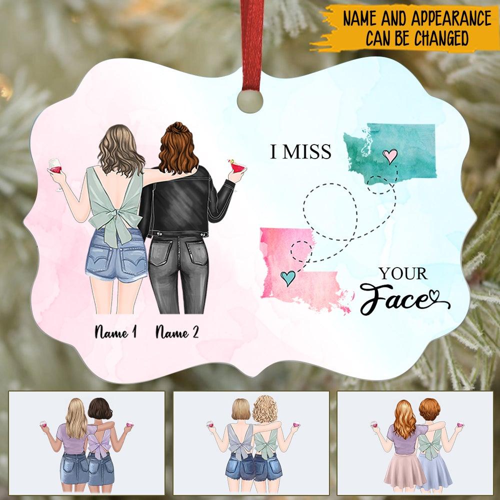 Bestie Christmas Custom Ornament I Miss Your Face Personalized Long Distance Best Friends Gift - PERSONAL84