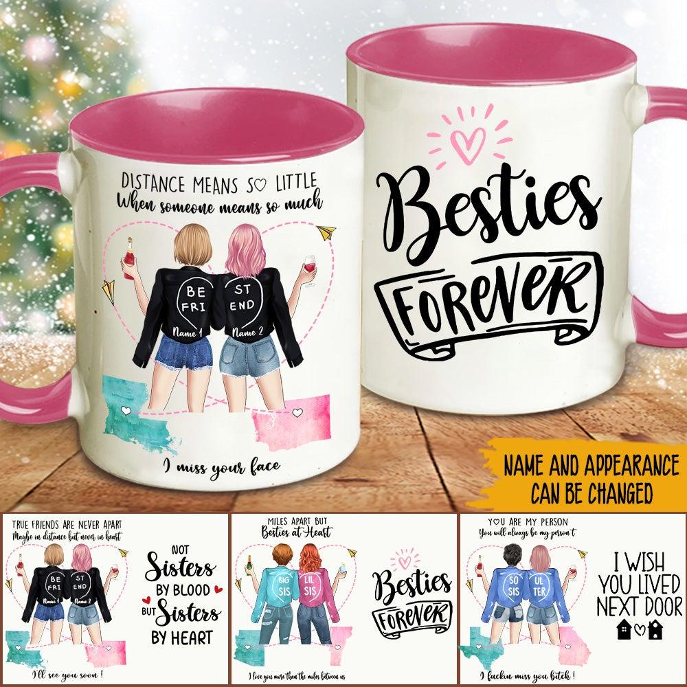 Bestie Custom Mug Miles Apart But Besties At Heart Personalized Long Distance Best Friend Gift - PERSONAL84