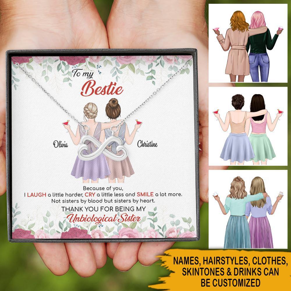 Bestie Custom Necklace Sisters By Hearts Thank You For Being My Unbiological Sister Personalized Gift - PERSONAL84