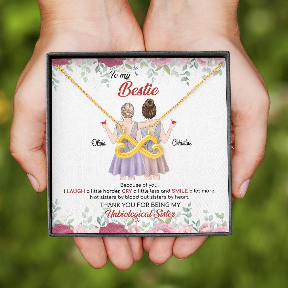 Bestie Custom Necklace Sisters By Hearts Thank You For Being My Unbiological Sister Personalized Gift - PERSONAL84