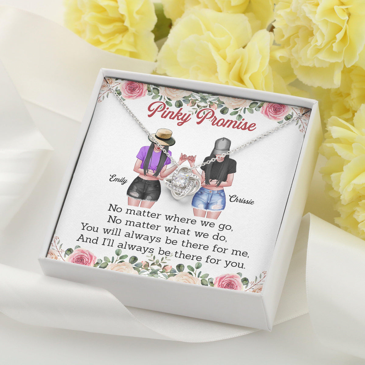 Bestie Custom Necklace The Knot Of True Friendship No Matter Where No Matter What Personalized Gift - PERSONAL84