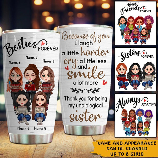 Besties Tumbler, Forever Friends, Custom Best Friend Tumbler Cup,  Personalized Best Friend Travel Mug, Bestie Travel Mug With Name 