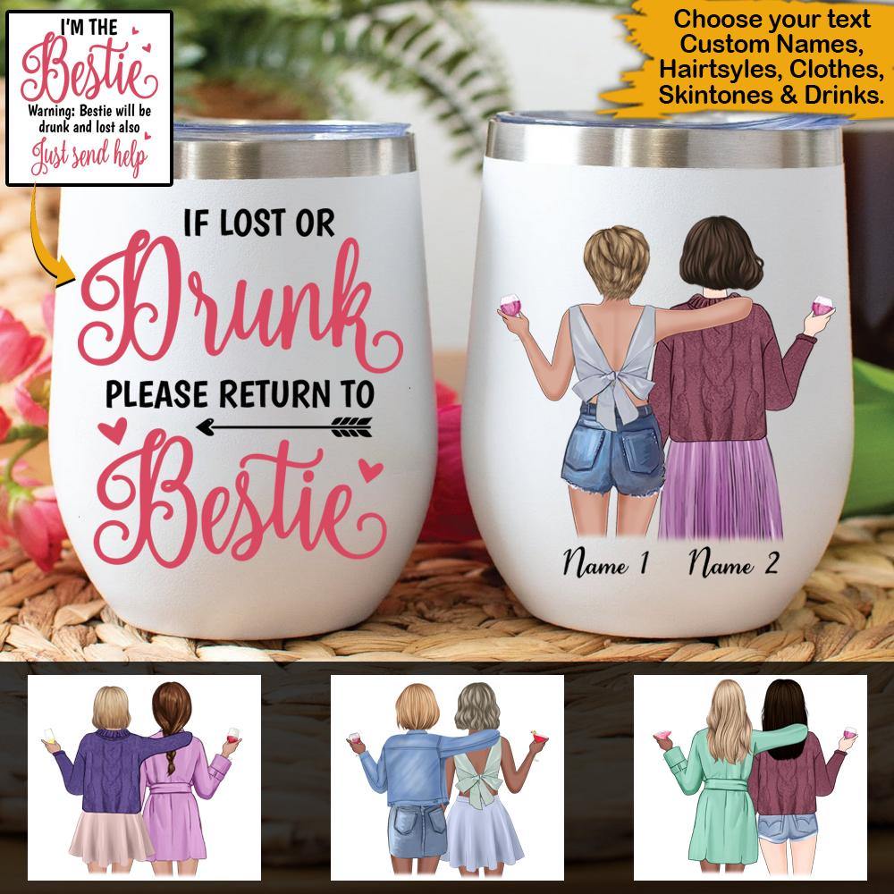 Bestie Custom Wine Mug I'm The Bestie Drunk Bestie Personalized Gift - PERSONAL84