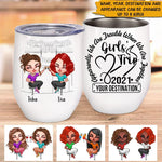 Bestie Custom Wine Tumbler Apparently We're Trouble When Together Girl's Trip Personalized Best Friend Gift - PERSONAL84