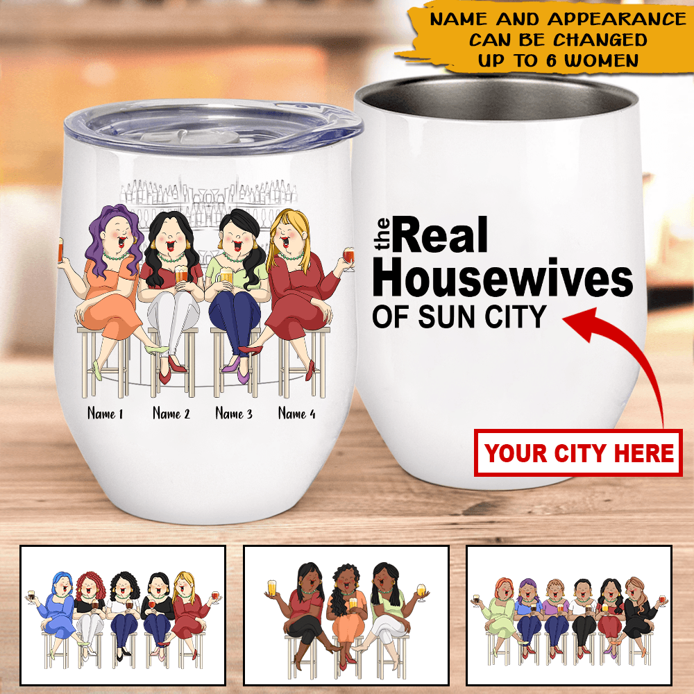 Bestie Custom Wine Tumbler Neighbors By Chance Friends By Choice Personalized Best Friend Gift - PERSONAL84