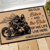 Biker Custom Doormat An Old Biker And The Ride Of His Life Live Here Personalized Gift - PERSONAL84