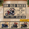 Biker Custom Doormat Old Biker And The Ride Of His Life Live Here Personalized Motorcycle Gift - PERSONAL84