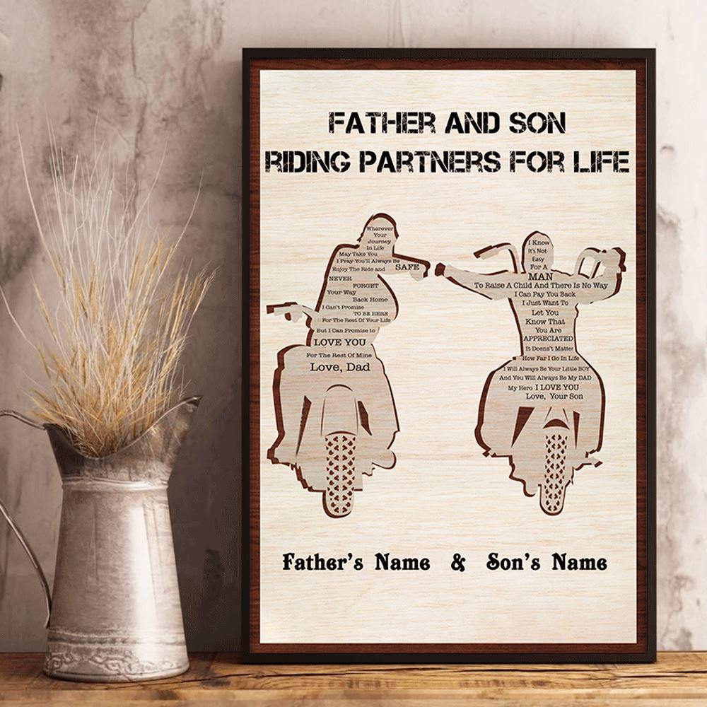 Biker Custom Poster Riding Partners For Life Personalized Gift Father And Son Father's Day Gift Idea - PERSONAL84