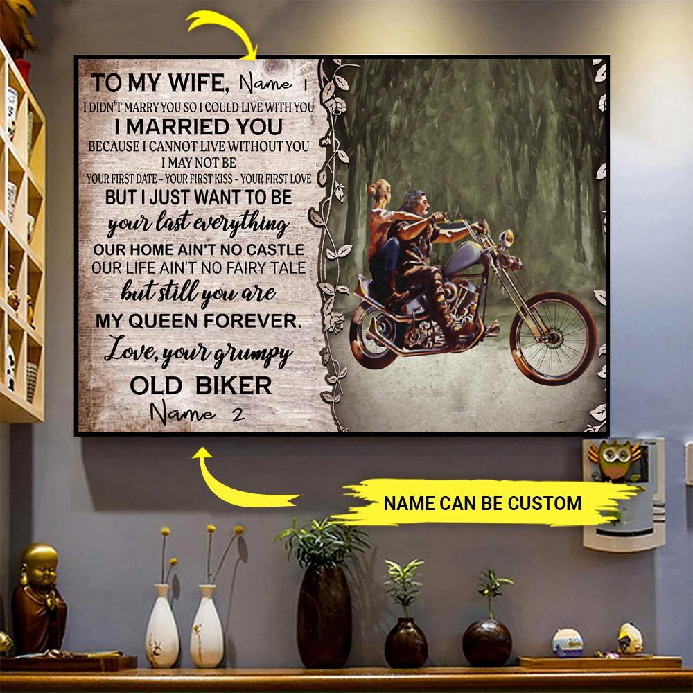 Biker Custom Poster To My Wife Our Home Ain't No Castle Couple Valentine's Day Personalized Gift - PERSONAL84