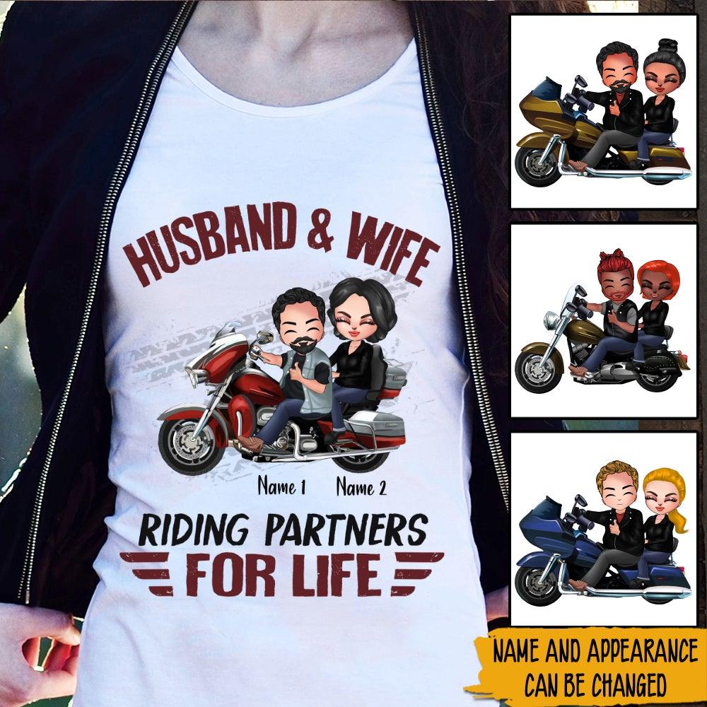 Biker Custom Shirt Husband And Wife Riding Partners For Life Personali -  PERSONAL84