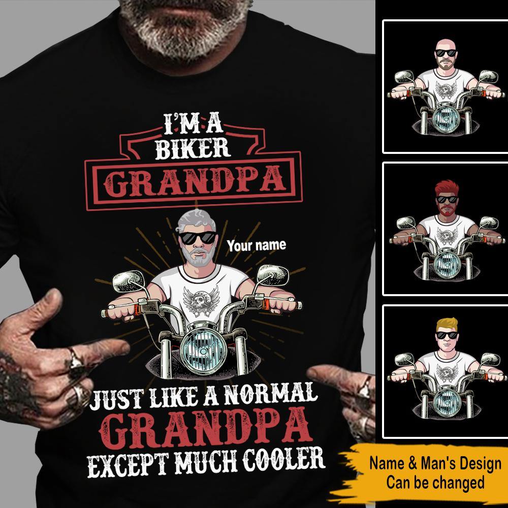 Biker Father's Day Custom T Shirt I'm A Biker Grandpa Personalized Gift - PERSONAL84