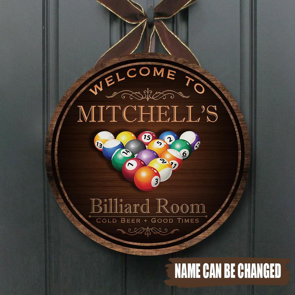 Billiard Custom Circle Sign Welcome home Personalized Gift - PERSONAL84