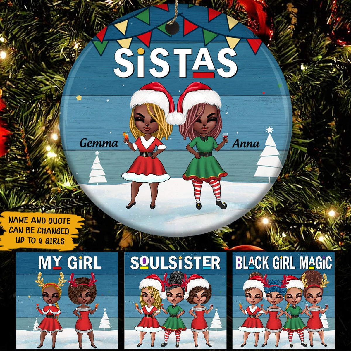 Black Bestie Custom Ornament Sistas Personalized Gift - PERSONAL84