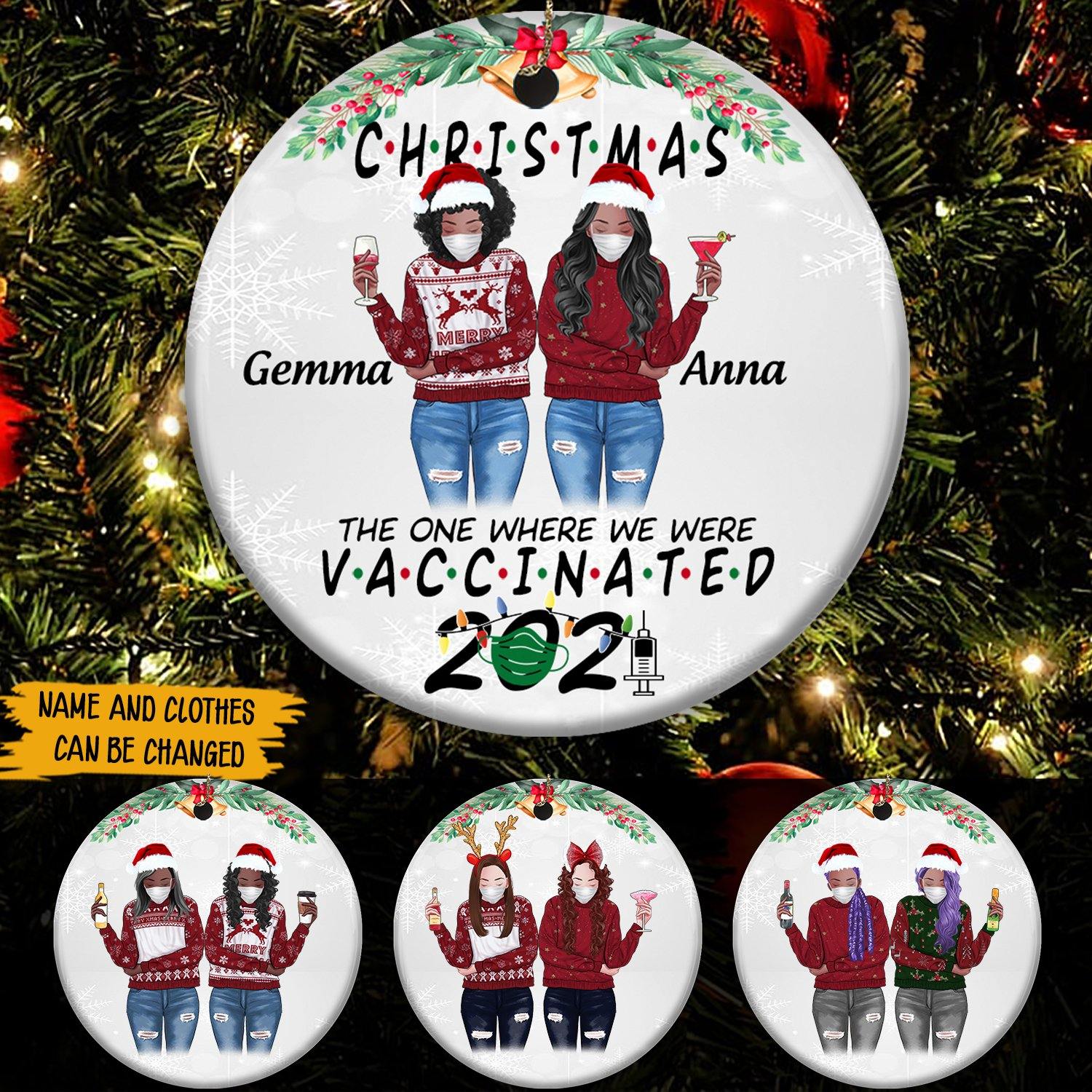 Black Girl Custom Ornament Christmas 2021 The One We Are Vaccinated Personalized Gift - PERSONAL84