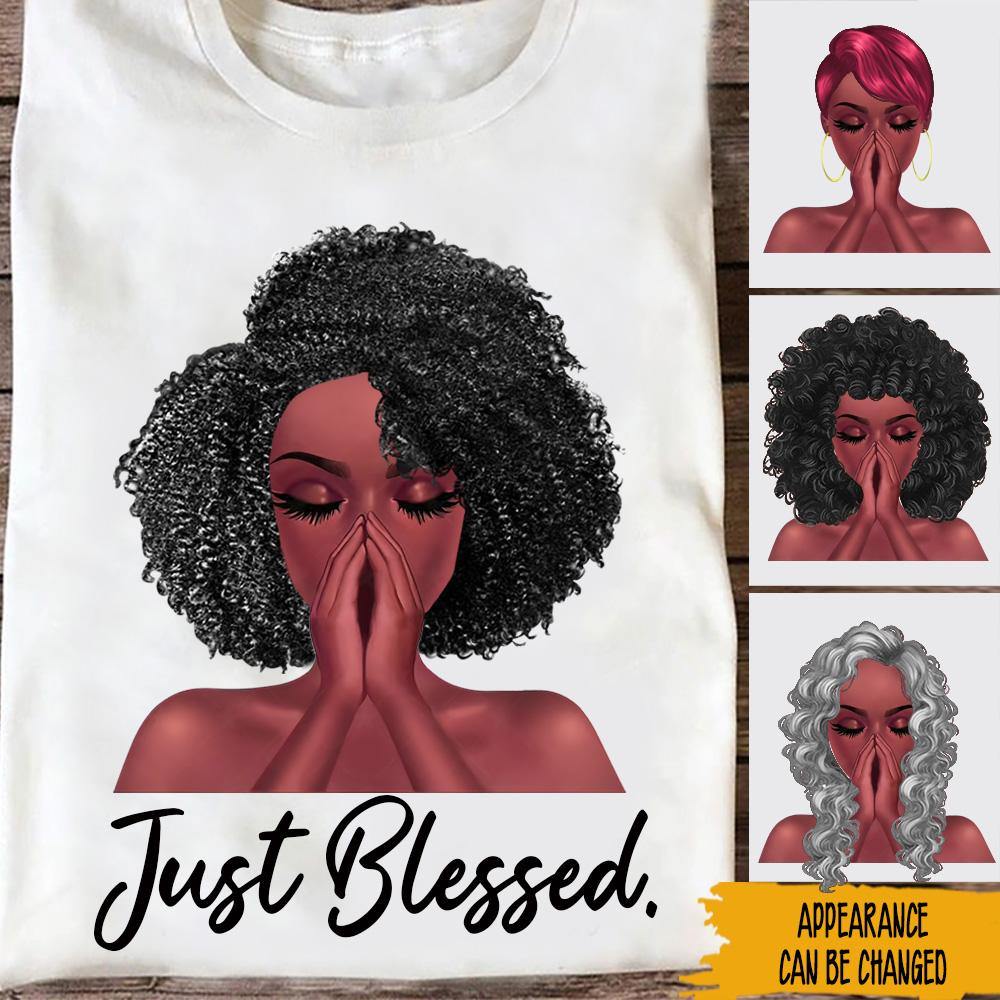 Black Women Custom Shirt Just Blessed Personalized Gift For Africa Women - PERSONAL84