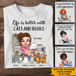 Book Lover Custom Shirt Life Is Better With Cats And Books Personalized Gift - PERSONAL84