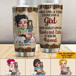 Book Lover Custom Tumbler A Girl Who Loves Books And Cats Personalized Gift Cat Mom - PERSONAL84