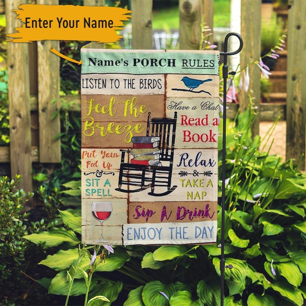 Book Wine Garden Flag Customized Porch Rules Personalized Gift - PERSONAL84