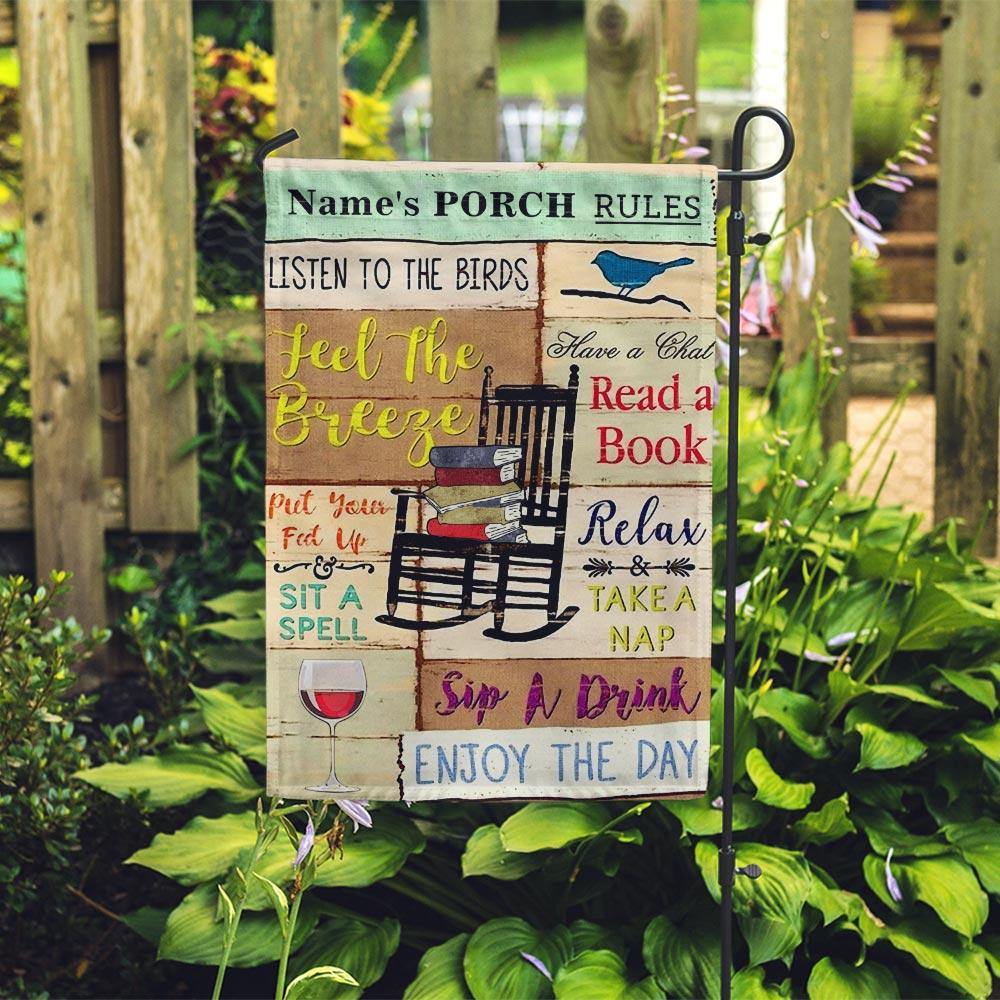 Book Wine Garden Flag Customized Porch Rules Personalized Gift - PERSONAL84