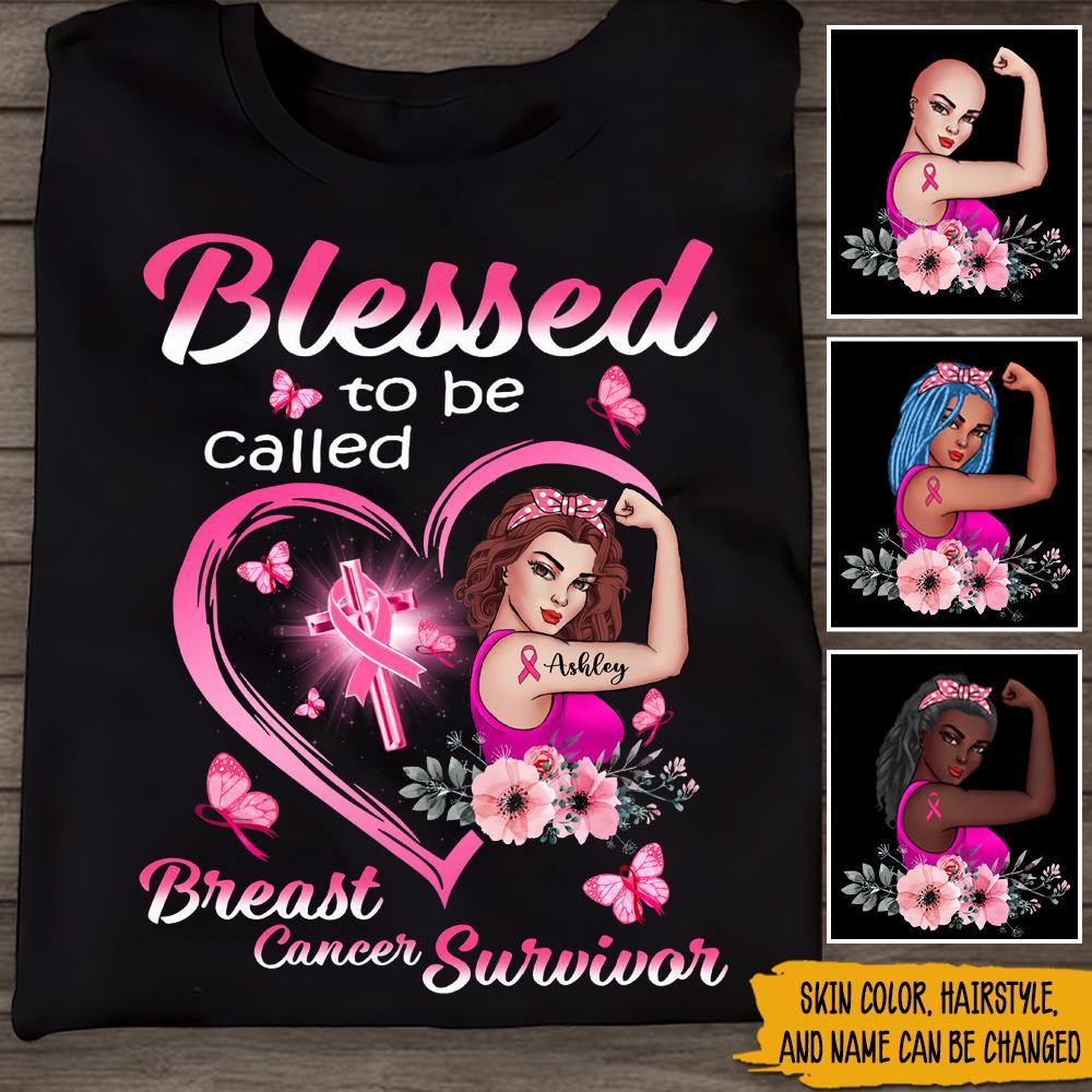 Breast Cancer Awareness Month Custom Shirt Blessed To Be Called Breast Cancer Survivor Personalized Gift - PERSONAL84