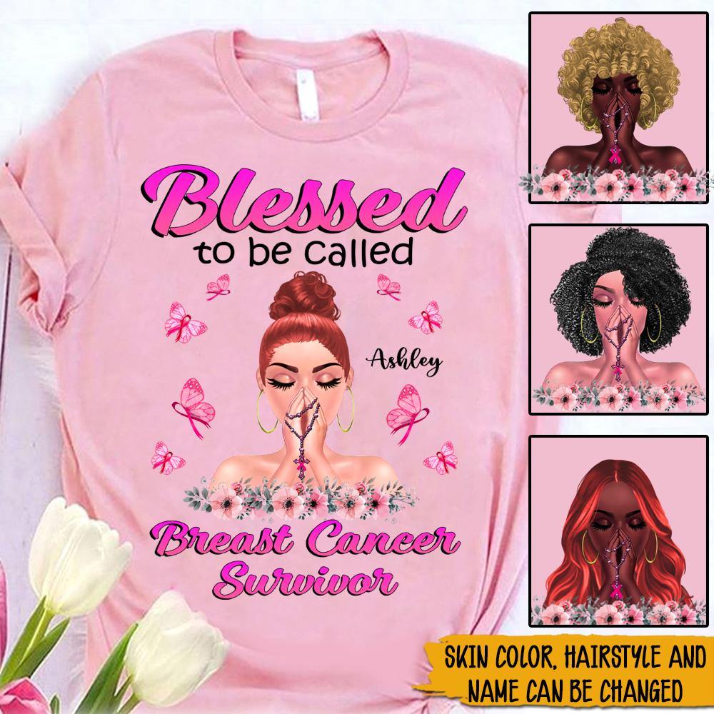 Breast Cancer Awareness Month Custom Shirt Blessed To Be Called Breast Cancer Survivor Personalized Gift - PERSONAL84