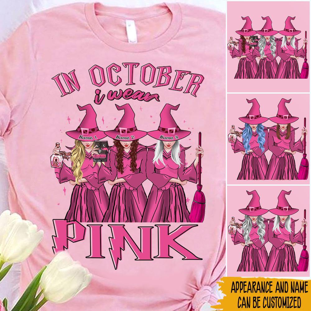 Breast Cancer Awareness Month In October We Wear Pink Witch Personalized Shirt - PERSONAL84