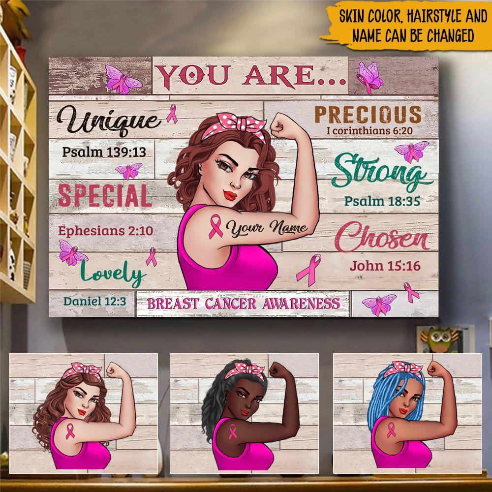 Breast Cancer Custom Poster You Are Strong Personalized Gift Pink Warrior - PERSONAL84