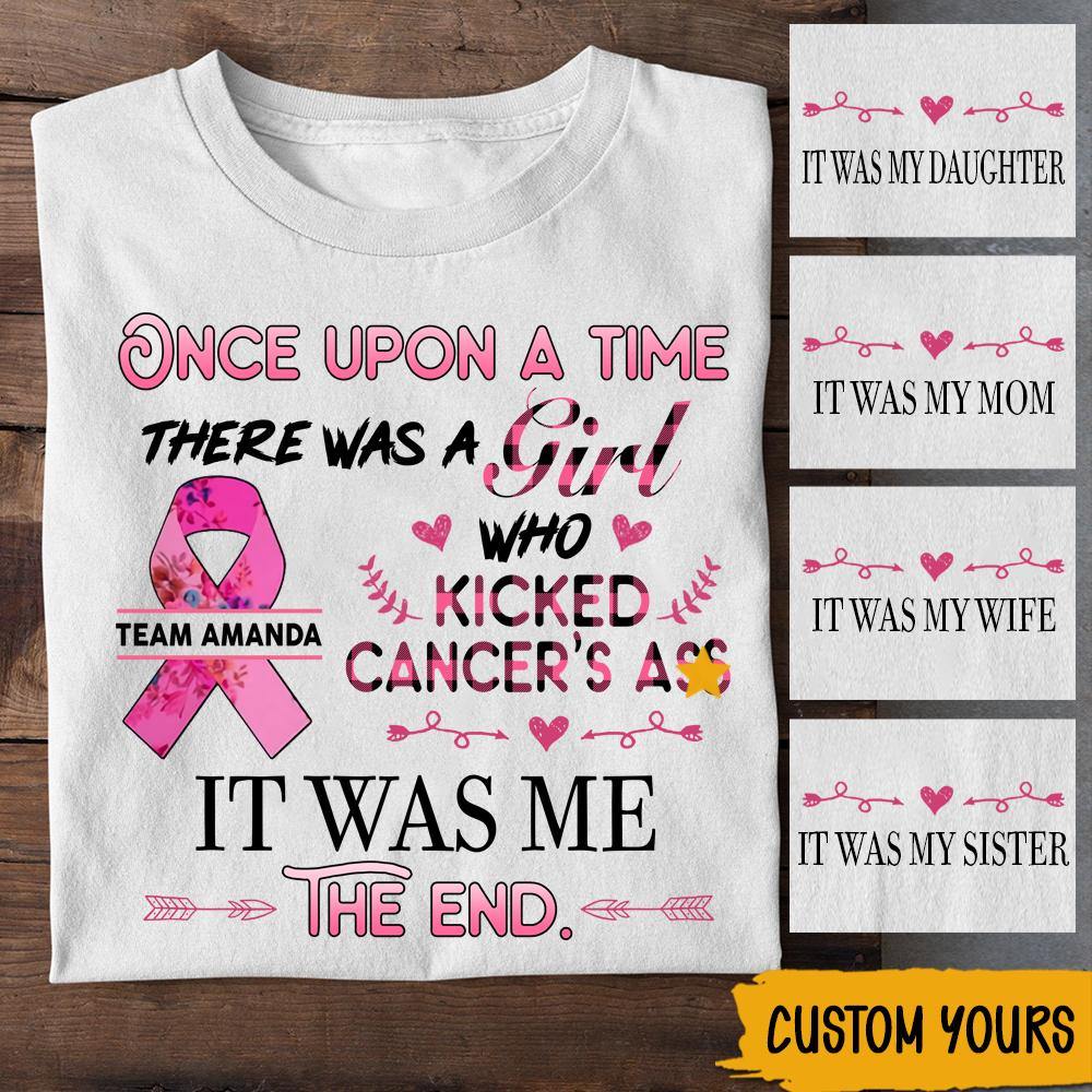 Breast Cancer Custom Shirt A Girl Who Kicked Cancer Ass Personalized Gift Pink Ribbon - PERSONAL84