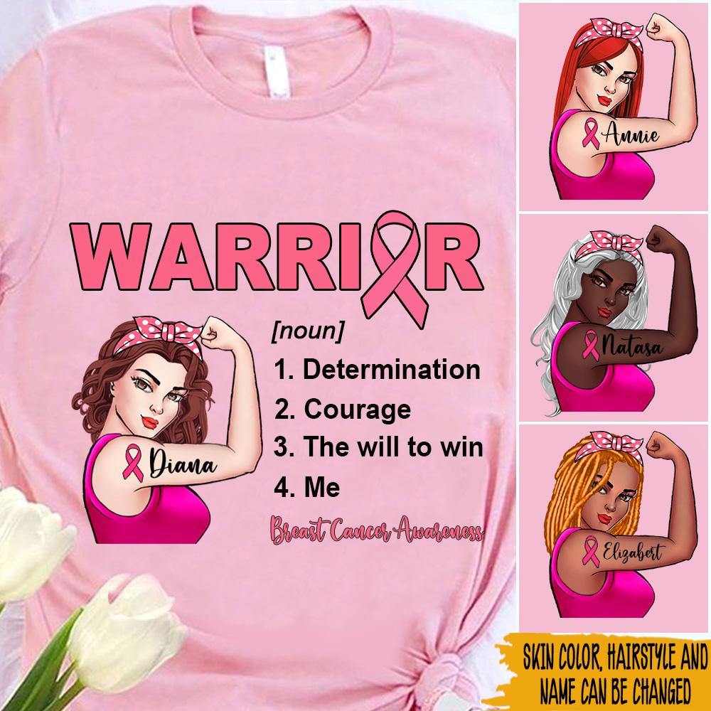 Breast Cancer Custom Shirt Pink Warrior Breast Cancer Awareness Personalized Gift - PERSONAL84