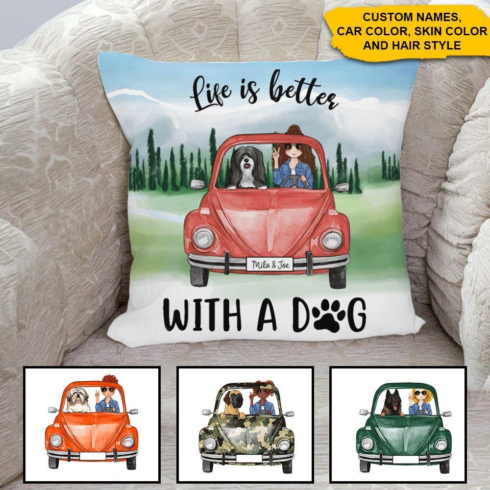 Bug Car Dogs Custom Pillow Personalized Gift - PERSONAL84