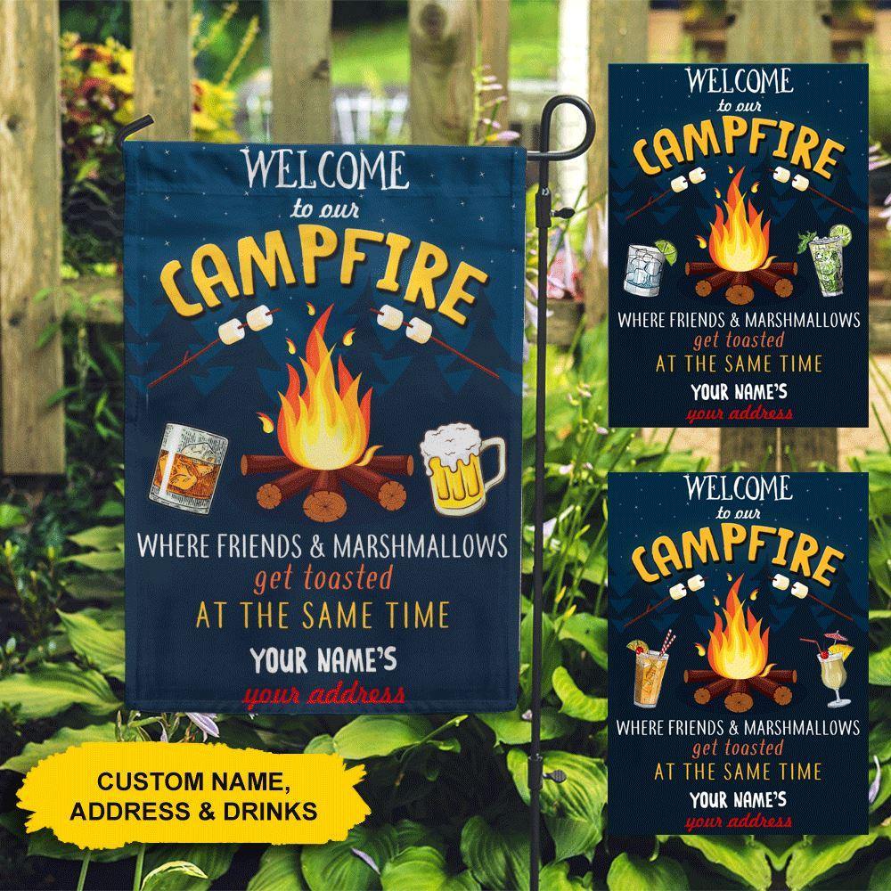 Campfire Custom Garden Flag Welcome To Our Campfire Personalized Gift - PERSONAL84