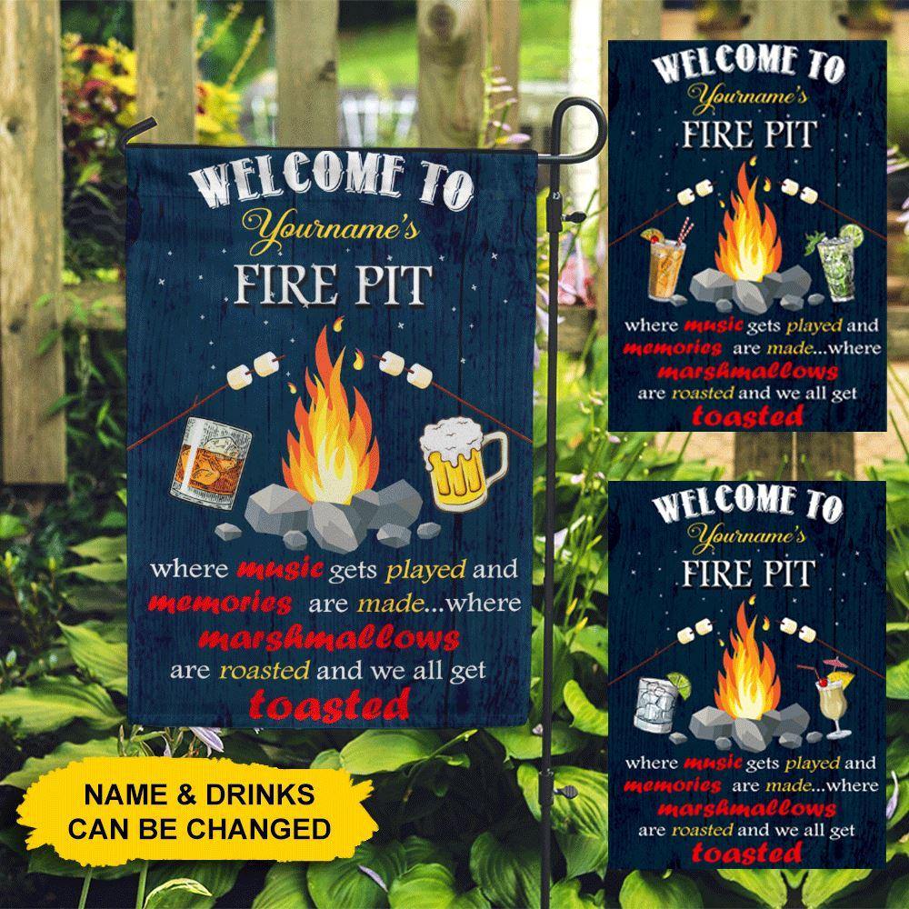 Campfire Custom Garden Flag Welcome To Our Fire Pit Personalized Gift - PERSONAL84