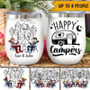Camping Bestie Couple Team Custom Wine Tumbler Happy Campers Personalized Gift For Friends - PERSONAL84