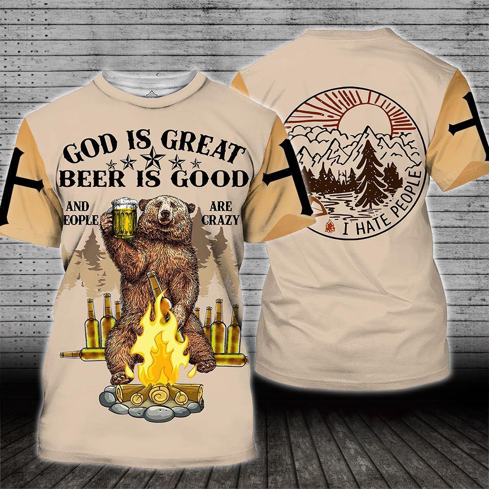 Camping Custom All Over Print God Is Great Beer Is Good People Are Crazy Personalized Gift - PERSONAL84