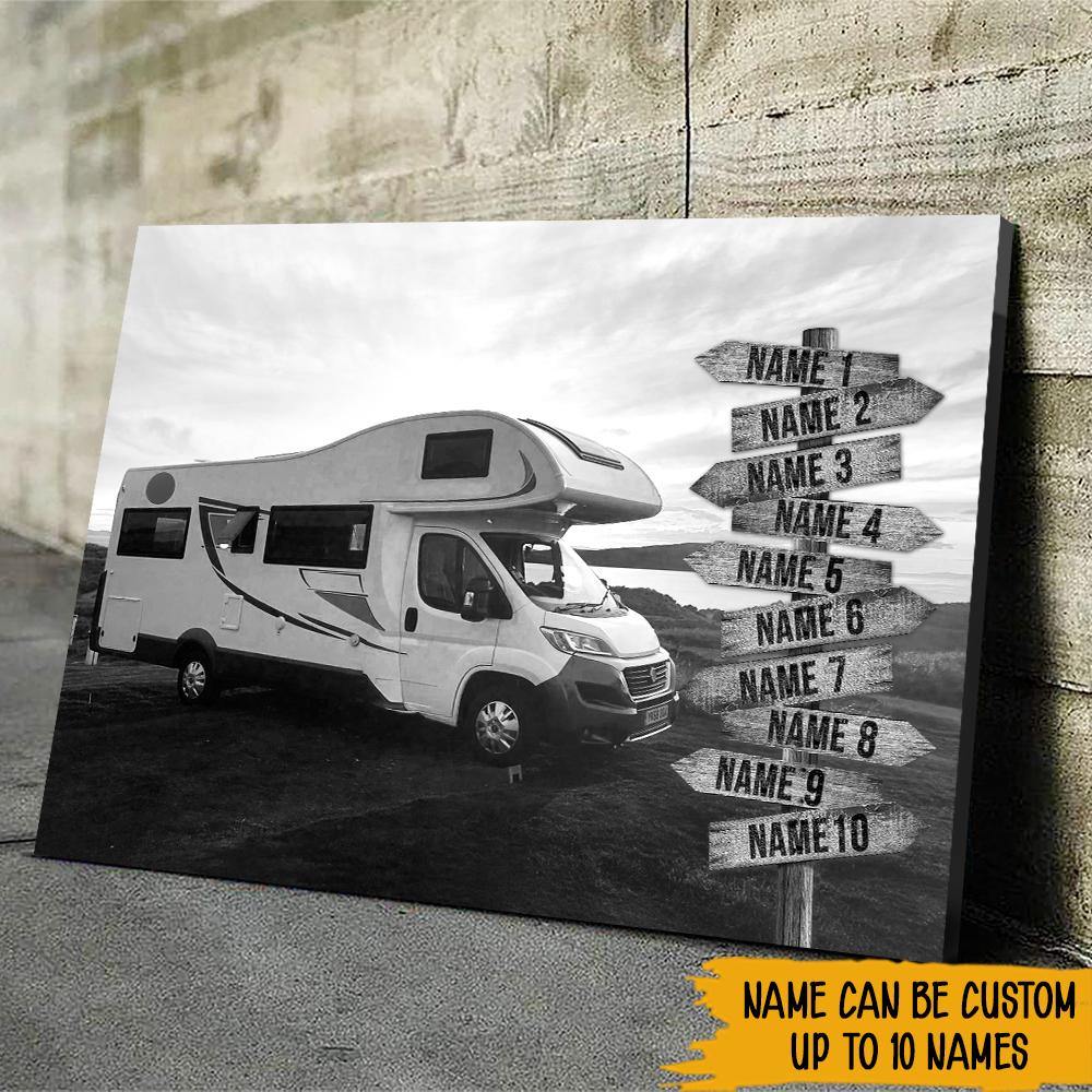 Camping Custom Canvas Multi Names Sunset Camper Personalized Gift - PERSONAL84