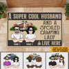Camping Custom Doormat A Super Cool Husband And A Crazy Spoiled Camping Lady Live Here Personalized Gift - PERSONAL84