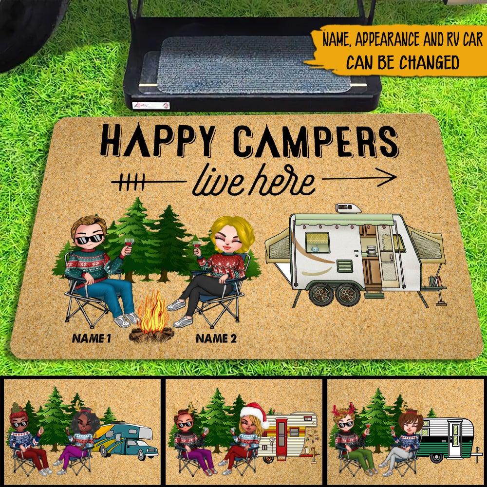 Camping Doormat Customized RV And Name Happy Campers Custom Doormat -  PERSONAL84