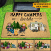 Camping Custom Doormat Happy Campers Live Here Personalized Gift - PERSONAL84
