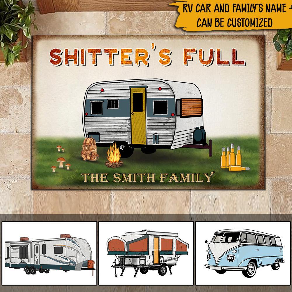 Camping Custom Doormat Shitter's Full Personalized Gift - PERSONAL84