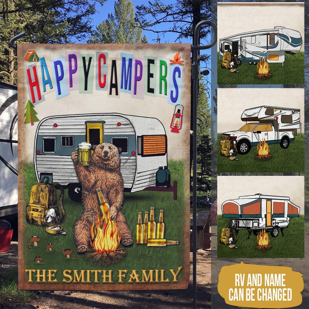 Camping Custom Garden Flag Happy Campers Personalized Gift - PERSONAL84